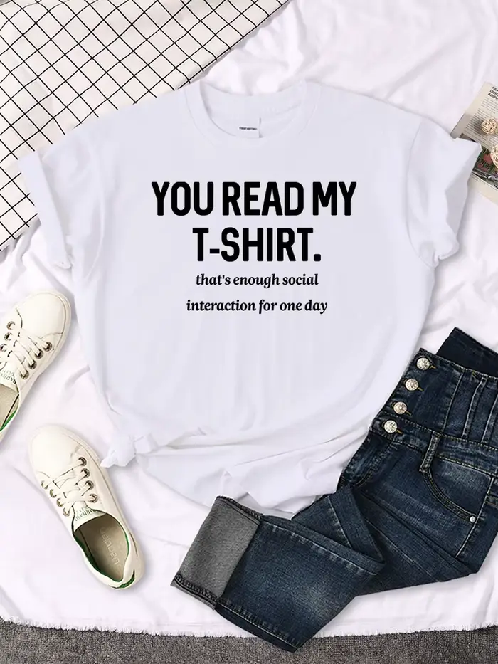 T-shirt You Read My pour femmes, col rond, créatif, décontracté, essentiel, tendance de la mode, con