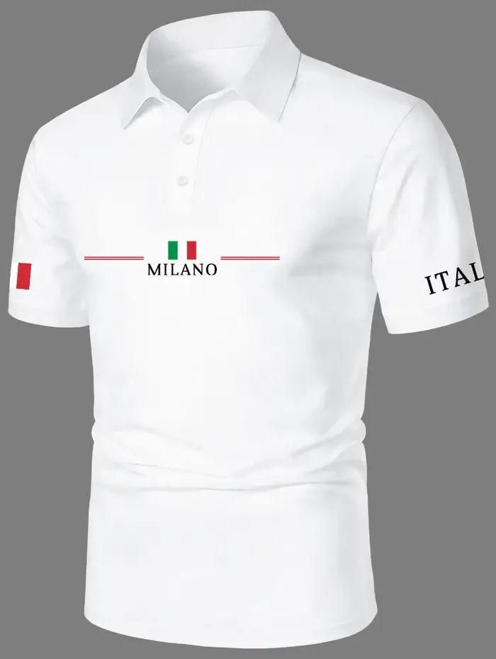 Polo à manches courtes pour homme, style business, imprimé MILANO, style sport