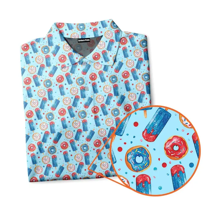 Harajuku manches courtes hommes polos crème glacée impression 3d revers homme haut nouvel été surdimensionné