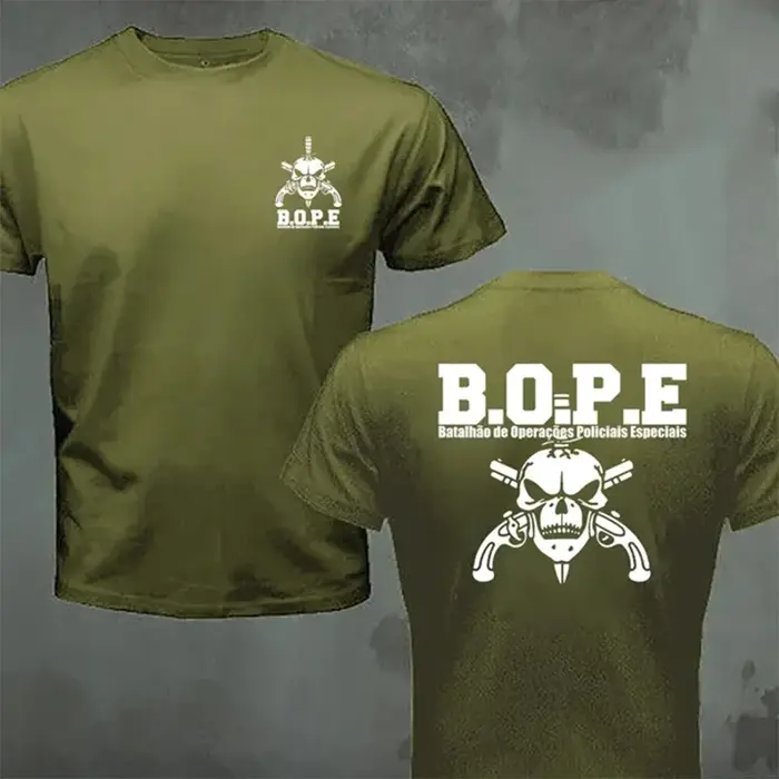 Brésil BOPE Elite Force Spéciale T-shirt Noir Beige Blanc Coton O-cou D'été À Manches Courtes Décontracté Hommes