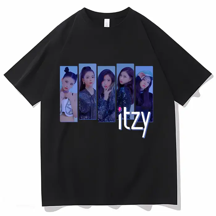 ITZY-T-shirt à manches courtes pour hommes et femmes, en coton, unisexe, avec impression graphique, 