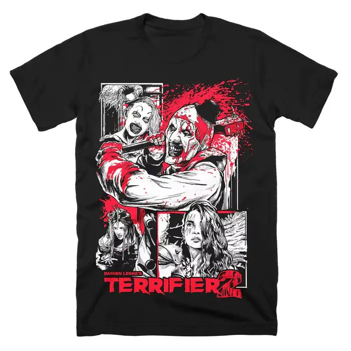 T-shirt Terrifier 2026 – Merch Halloween Film d'Horreur – Coton Noir Imprimé – Style Unisexe Luxe Haut de Gamme pour Hommes et Femmes