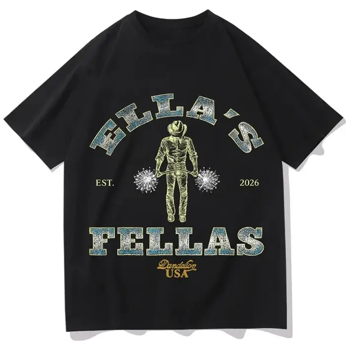 T-shirt tendance vintage été 2026 Ella Langley Ella's Fellas pour homme et femme, style Harajuku, ma