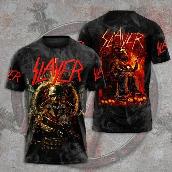 T-shirt pour homme tendance, groupe de rock Slayer, t-shirts imprimés en 3D, homme femme, hip hop, m