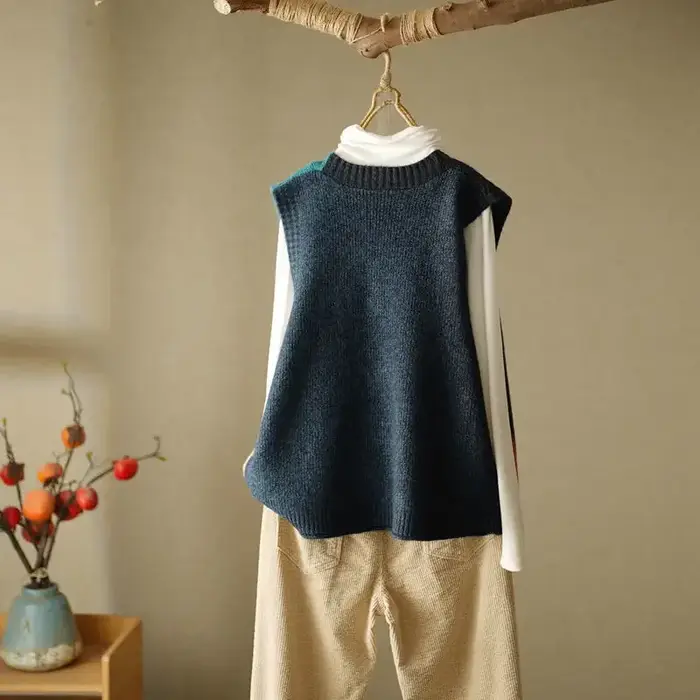 Gilet tricoté sans manches pour femme