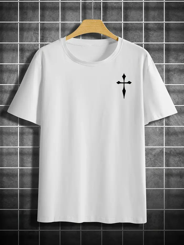 T-shirt décontracté d'été à col rond - Style rétro américain 100% coton pur respirant à manches cour