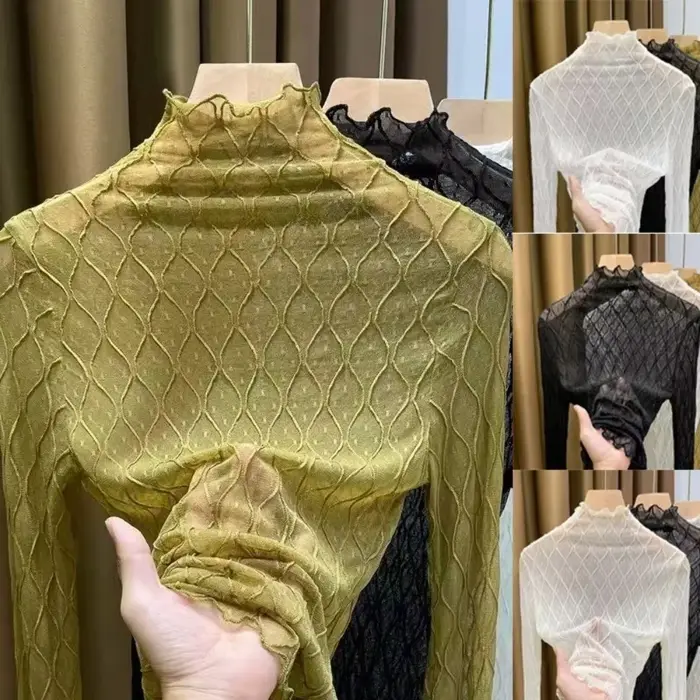 Haut à col roulé sexy et élégant en maille unie