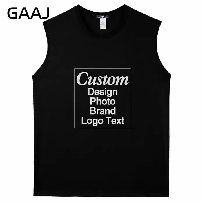 Débardeur personnalisé 100% coton avec impression DIY, logo de marque, sans manches, fitness, muscul