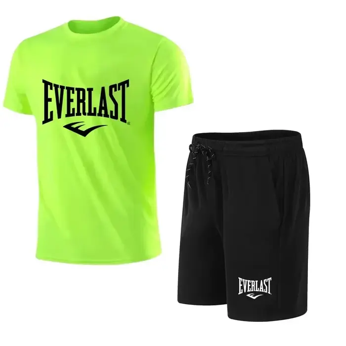EVERLAST hommes T-shirt + Short 2 pièces ensemble loisirs souffle à manches courtes Sport Jogging gymnase marque impression vêtements