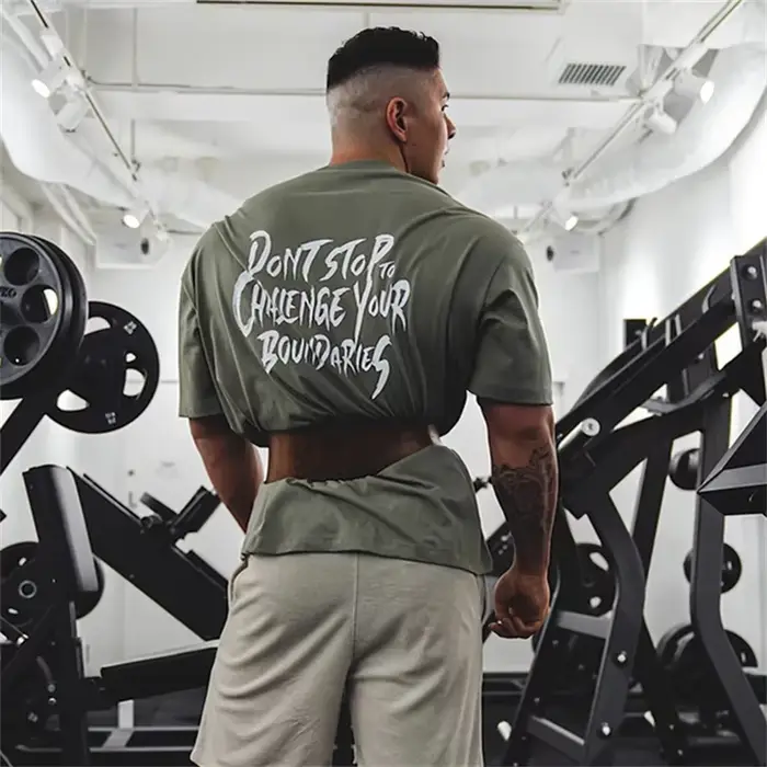 LYFT Gym Gym Fitness Shirt Men Running Sport Loose T-shirt Short Sleeve Cotton Tee Tops Summer Bodybuilding Training Workout Apparel
