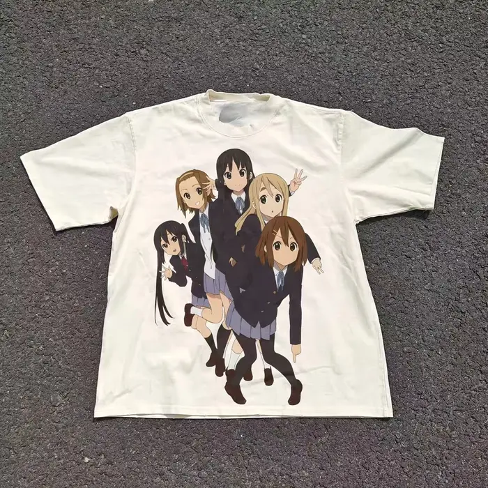 2026 K-ON! T-shirt Anime Ho-kago Tea Time Group pour hommes et femmes, Vintage, surdimensionné, Stre