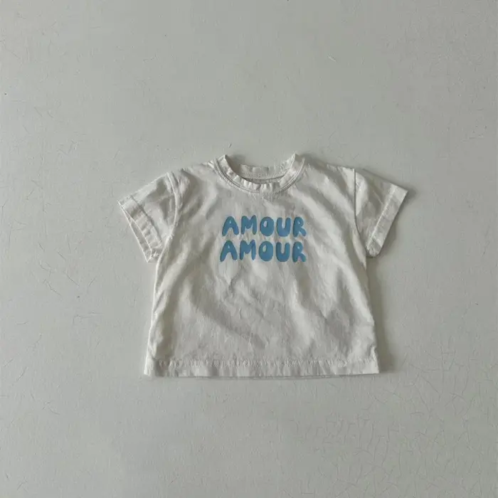 Bébé à manches courtes t-shirt garçon filles mignon Simple lettre impression