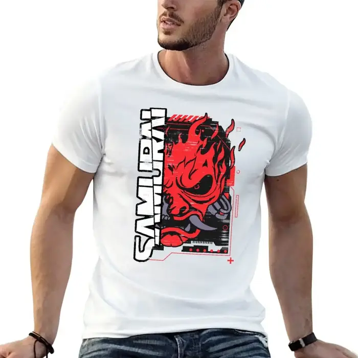 T-shirt de groupe de rock samouraï surdimensionné pour homme