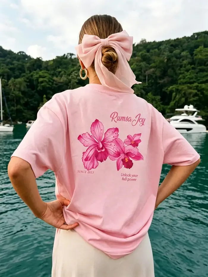 T-shirt femme imprimé de belles fleurs roses