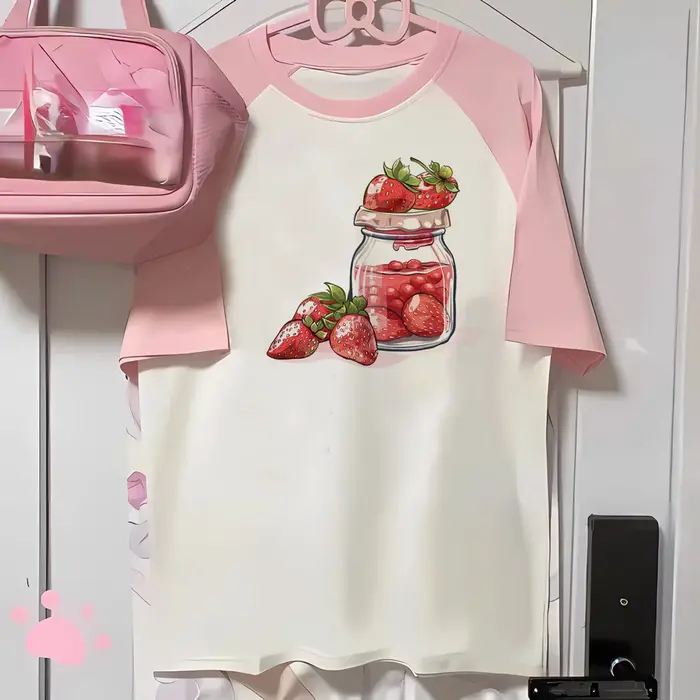 Fraise t-shirts femmes imprimé design vêtements actifs tenue décontracté t-shirt femme années 2000