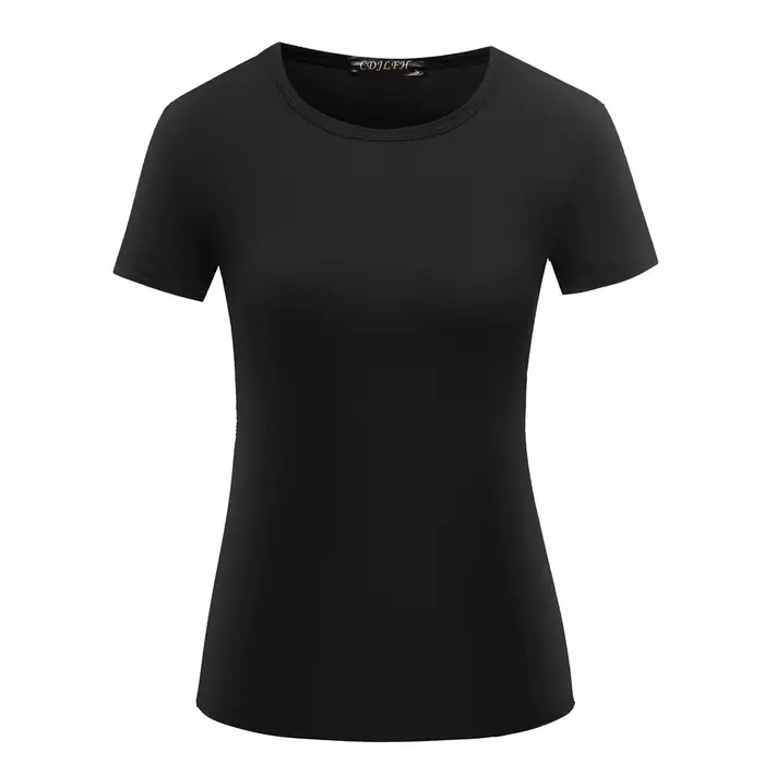 Femmes manches courtes T-shirt chemise à bascule col rond