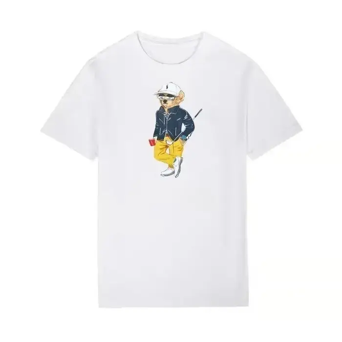 Nouveaux t-shirts en coton à imprimé ours Poloo pour hommes