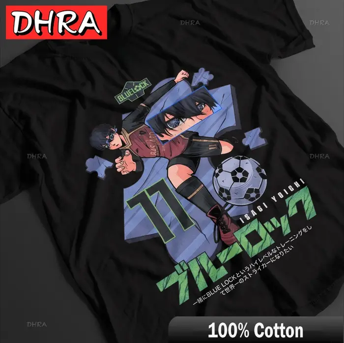 T-shirt Blue Lock Isagi Yoichi Bachira Nagi Rin Itoshi Anime en coton, t-shirt graphique manga, manches courtes, pour hommes et femmes, hauts d'été