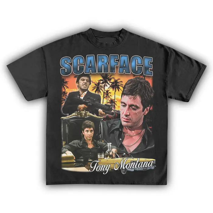 T-shirt Scarface Tony Montana rétro années 80 pour hommes et femmes