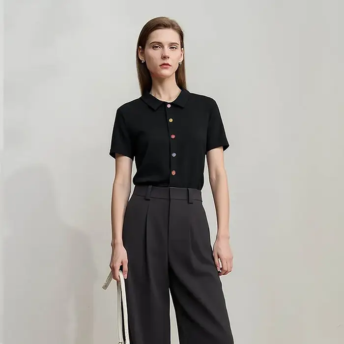 T-shirt femme Amii 2026 – Col revers décontracté