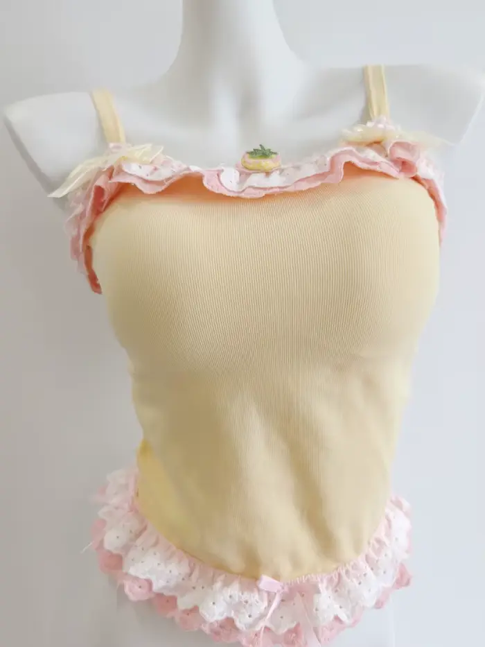 Crop tops jaunes et blancs pour femmes