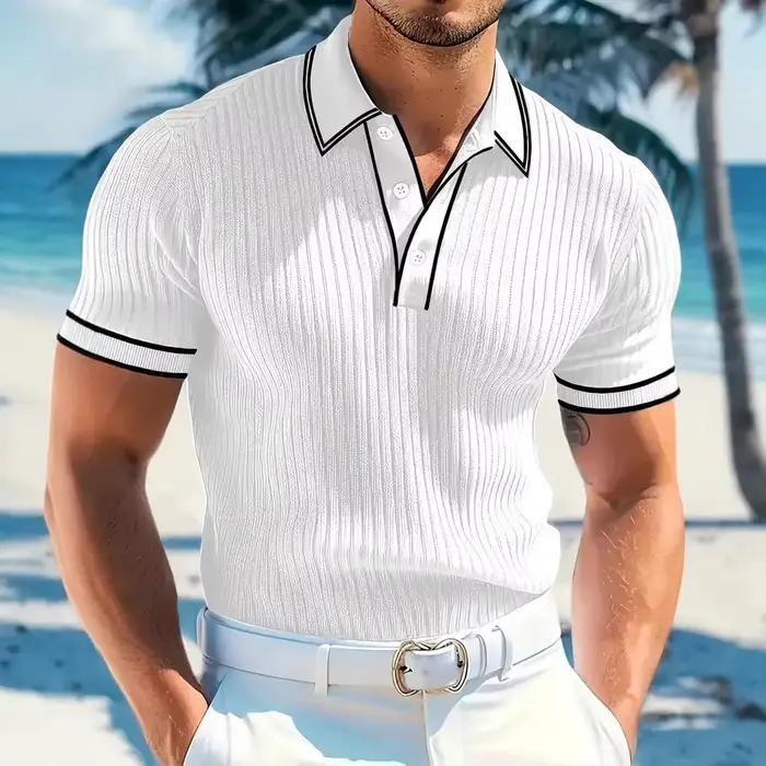 Nouveau Polo Homme Manches Courtes Couleur Unie Décontracté Chic Été T-shirt Tendance Golf