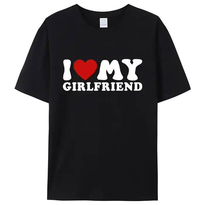 Nouveaux t-shirts imprimés pour couples « I Love My Boyfriend » et « I Love My Girlfriend », vêtemen