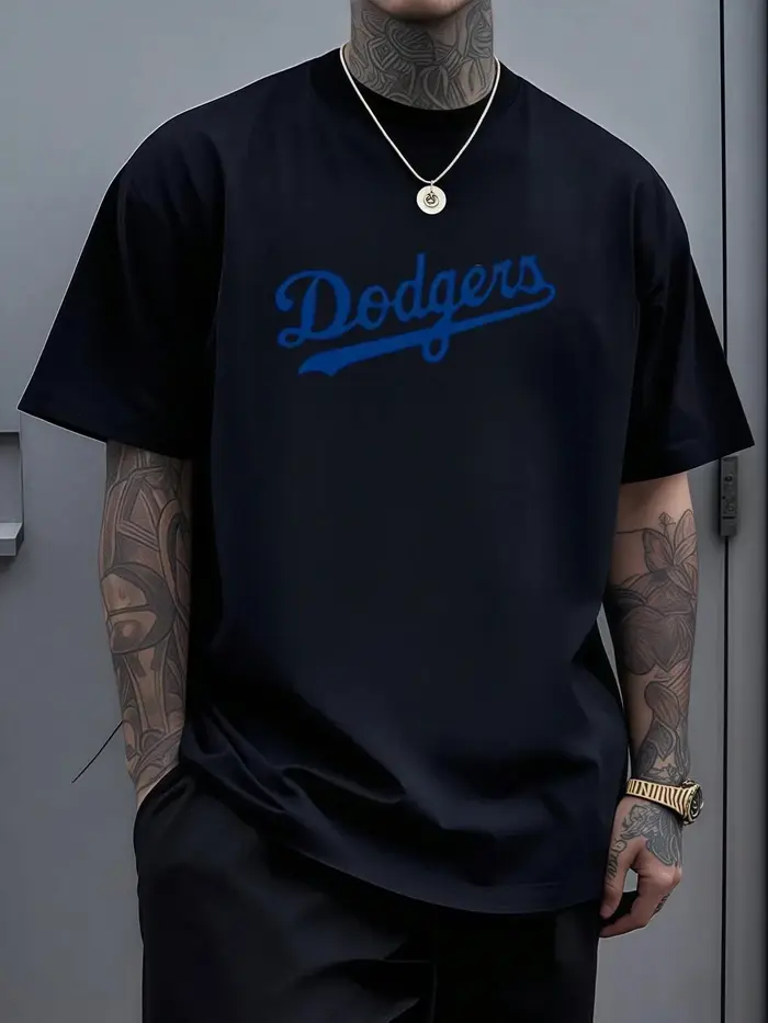 Chemise/T-shirt pour homme bleu foncé avec lettres imprimées