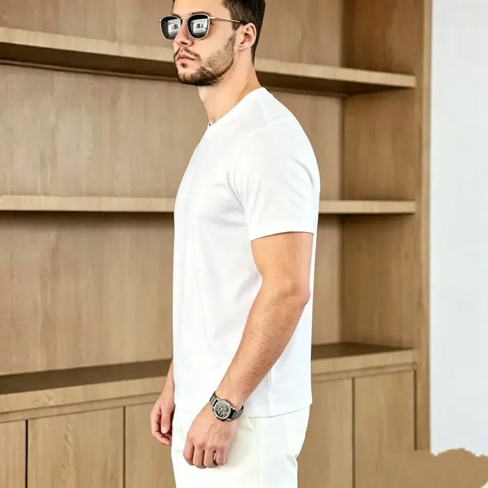 T-shirt pour homme à col rond 100% coton respirant