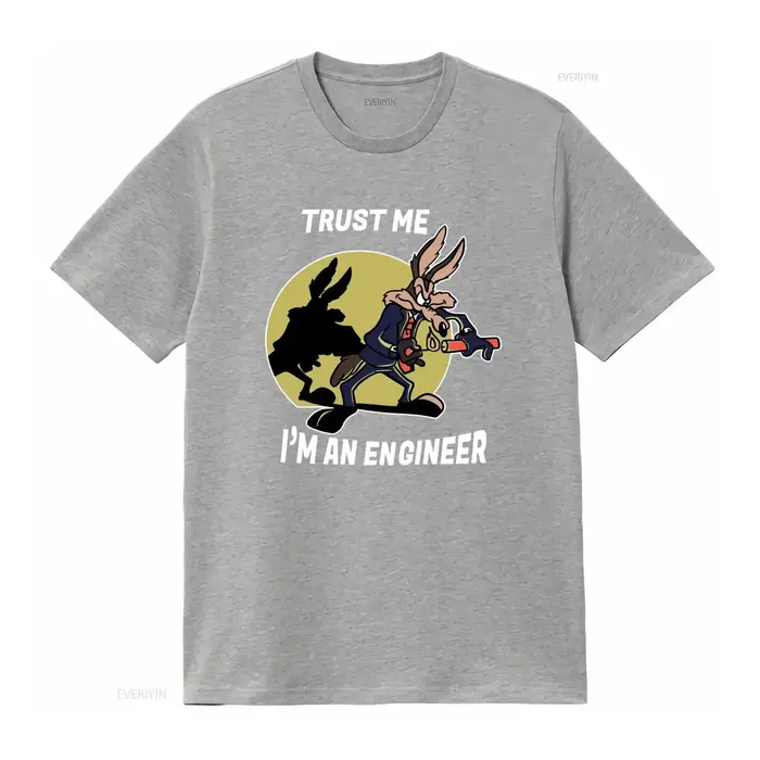 T-shirt décontracté pour homme « Trust Me I'm An Engineer Coyote Cartoon »