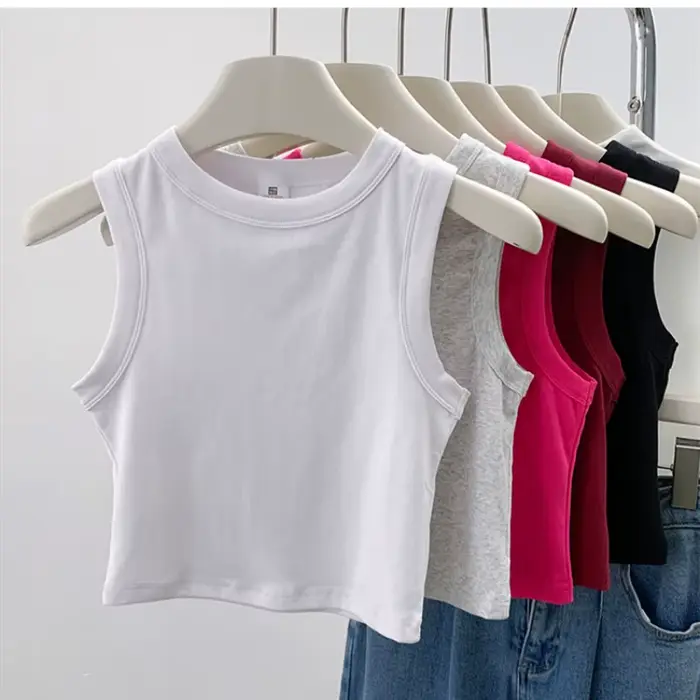 Débardeur côtelé sans manches pour femme 2026 – Blouse unie décontractée tendance pour adolescentes et femmes – Hauts d'été basiques