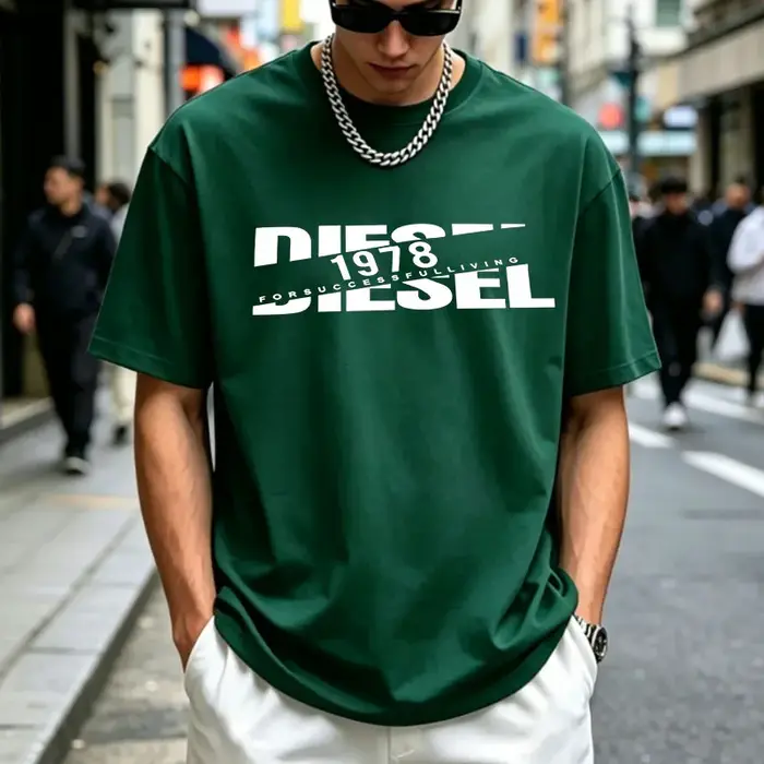 T-shirt Homme 2026 Style Diesel Imprimé 1978 Coton Décontracté Streetwear Mode Manches Courtes