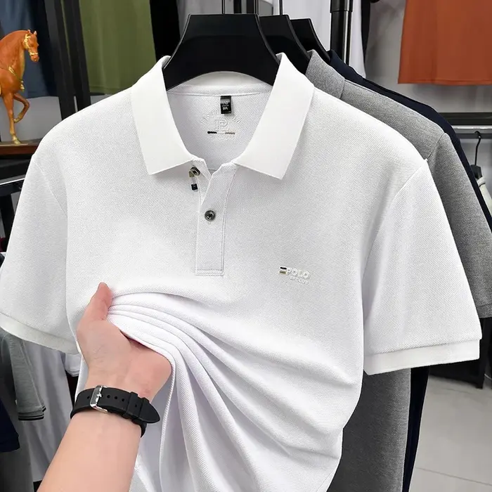 Polo en piqué respirant à col boutonné pour homme