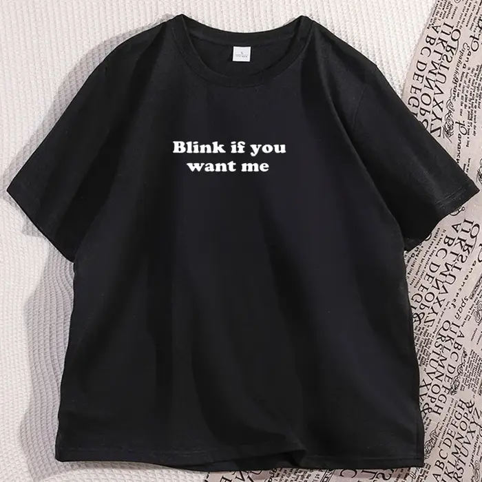 T-shirt Blink If You Want Me Y2K, t-shirt humoristique avec Meme des années 90, t-shirts graphiques 