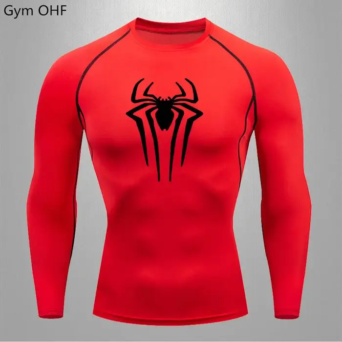 Spider-T-shirt de compression à manches longues pour homme