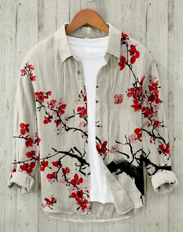 Sakura – chemise japonaise en lin mélangé