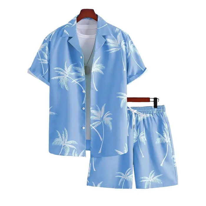 Nouvel ensemble décontracté homme : chemise à revers et short
