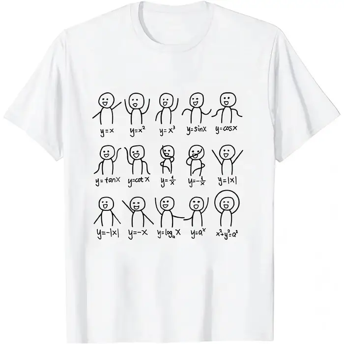 T-shirt pour enseignant, haut à motif de dessin animé avec équation mathématique, tenue décontractée