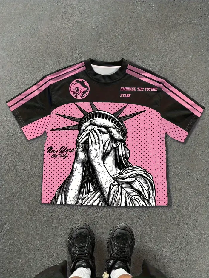 Le nouveau T-shirt pour hommes pour l'été 2025, est un motif imprimé de la Statue de la Liberté 3D, 