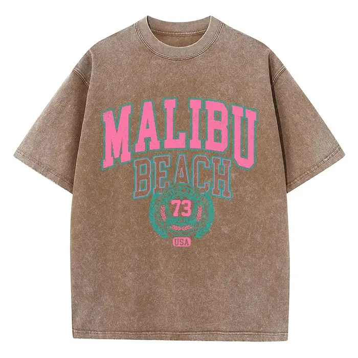 Malibu-T-shirt de plage en coton délavé pour femme