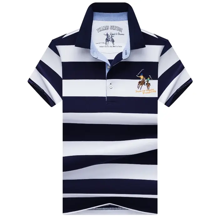 Polo rayé homme mode affaires coton