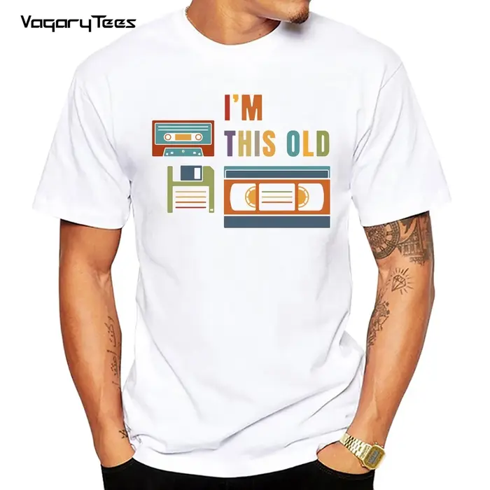 Drôle T-shirt pour les Hommes Hauts T-shirts JE suis ce vieux de supports de stockage de données Imprimé