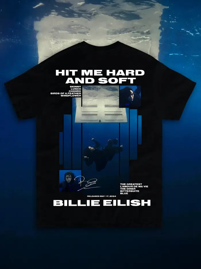 T-shirt graphique Billie Eilish « Hit Me Hard and Soft » pour hommes et femmes