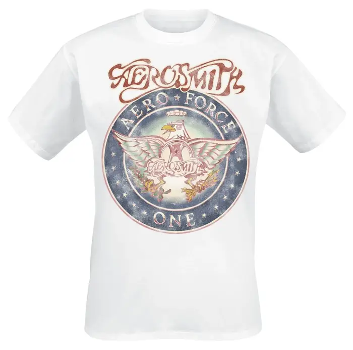 Aerosmith Aero Force One Eagle Badge T-shirt unisexe en coton imprimé vintage Rock Casual Tee