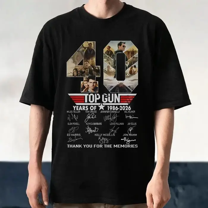 T-shirt unisexe imprimé graphique film Top Gun 40e anniversaire