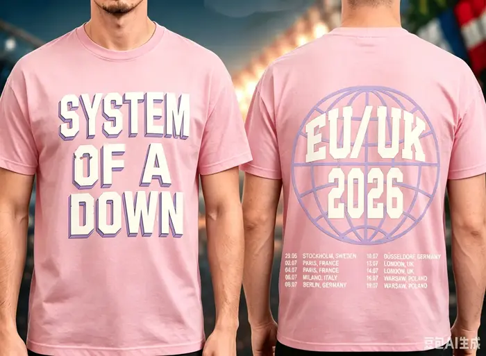T-shirt de la tournée 2026 System Of A Down UE et Royaume-Uni, 100% coton, pour hommes et femmes, po