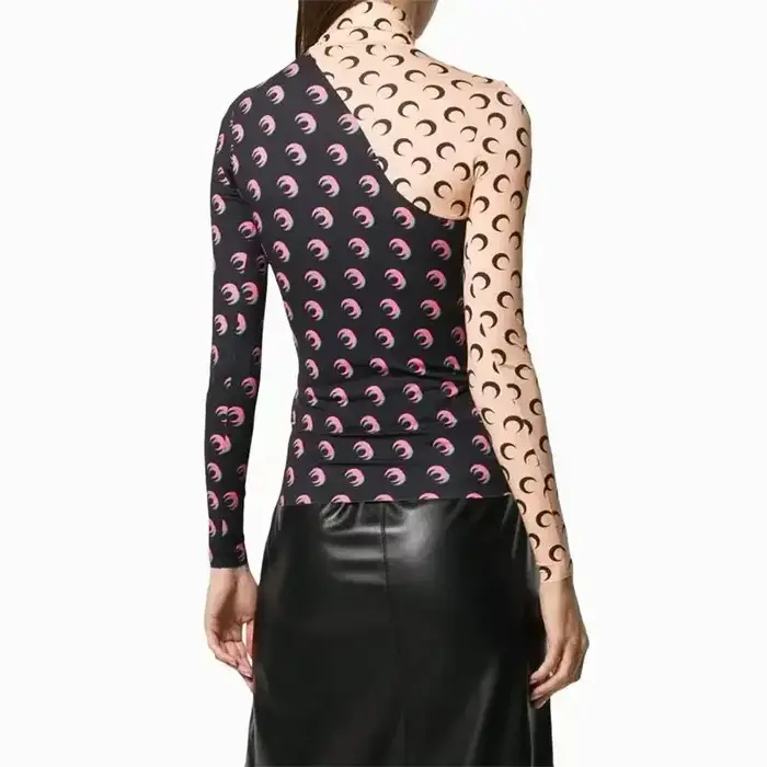 T-shirt décontracté à manches longues pour femme, imprimé lune, superposé, protection UV, coupe ajus