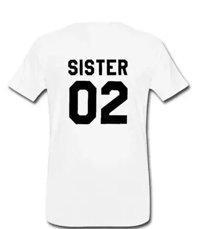 Sister 01 02 lettre imprimer femmes t-shirt à manches courtes col rond lâche amis
