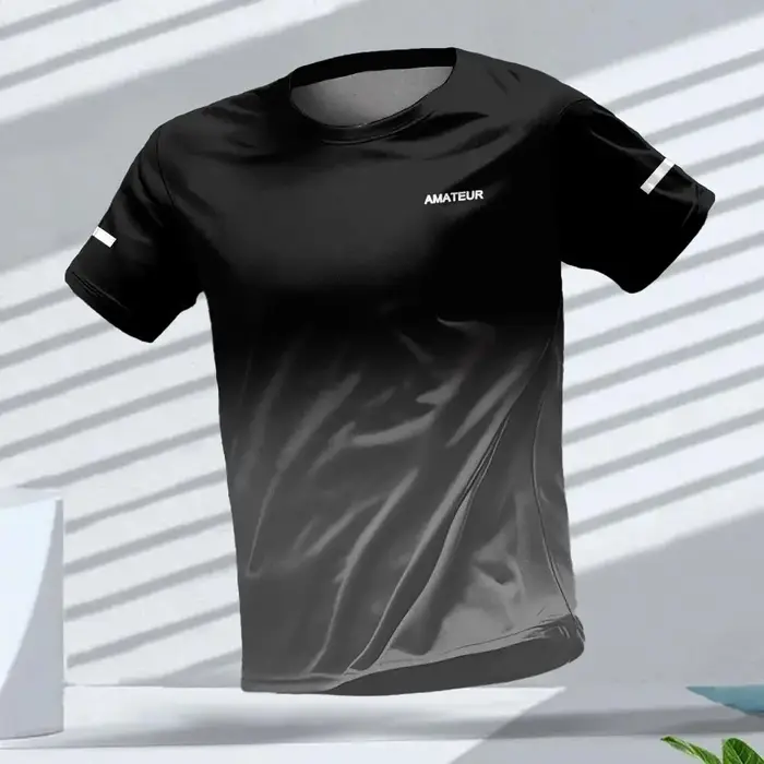 T-shirt pour hommes Sports de plein air T-shirts de course motif dégradé imprimé T-shirt confortable