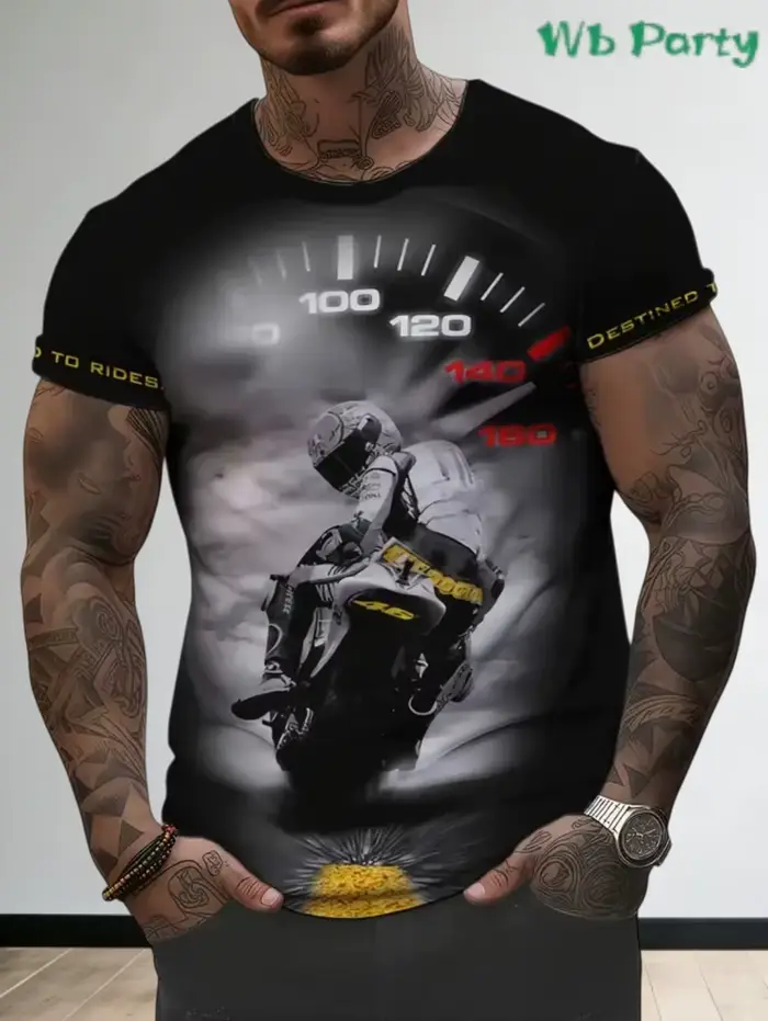 T-shirts pour hommes vintage à imprimé moto